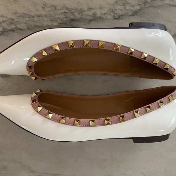 Valentino Rockstud Pointed Toe Ballerina Flat - Picture 4 of 7